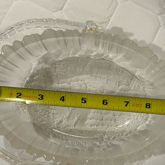 Mikasa oval winter scene crystal basket. 9.5” with handle. - Picture 9 of 9